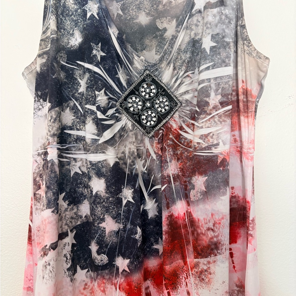 Women's Sleeveless American Flag Midi Dress - Picture 2 of 4